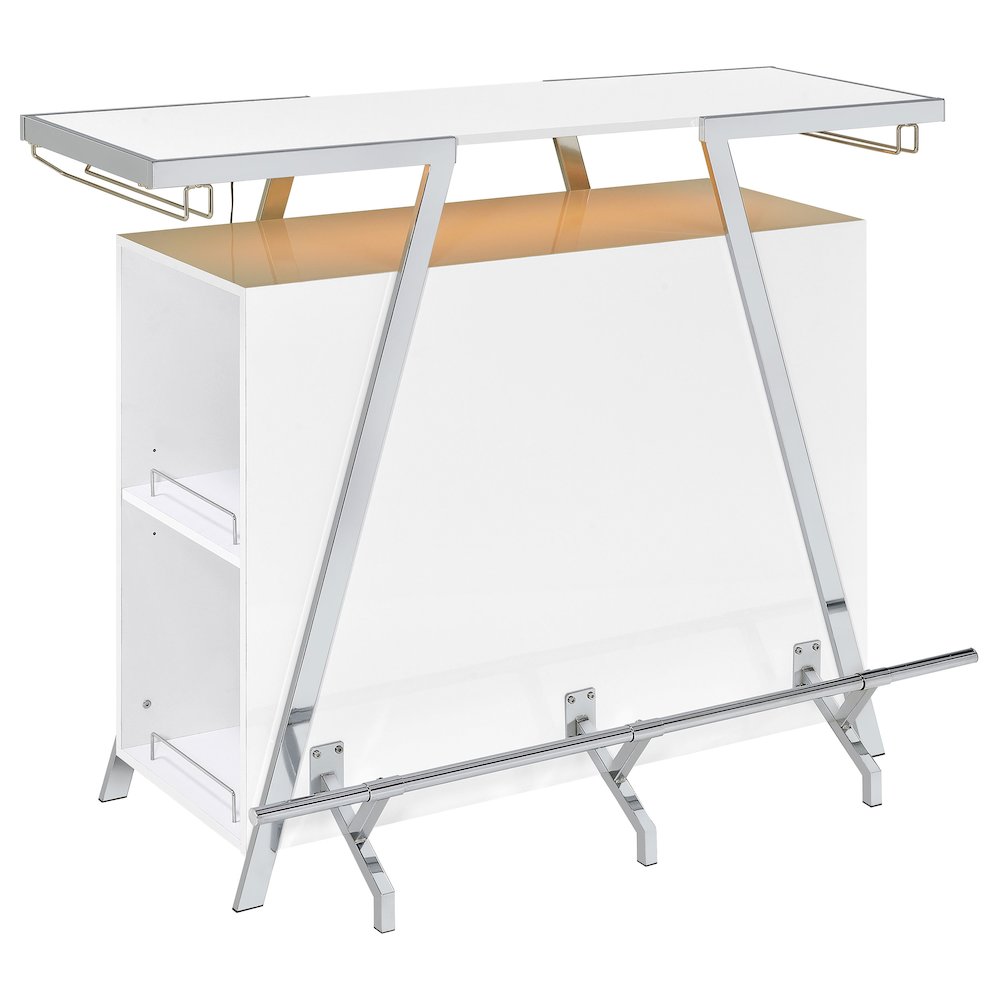 Araceli Freestanding LED Home Bar Cabinet White High Gloss. Picture 5