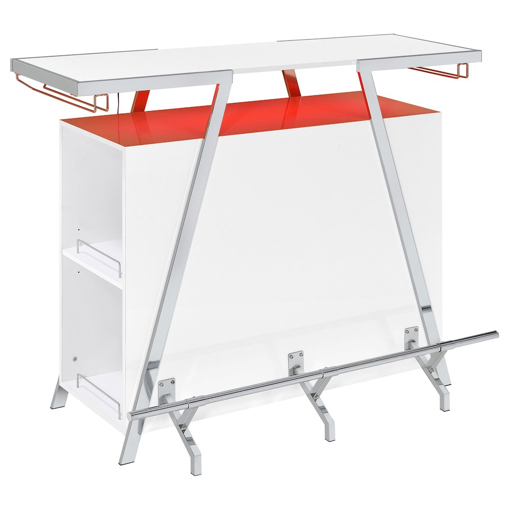 Araceli Freestanding LED Home Bar Cabinet White High Gloss. Picture 6