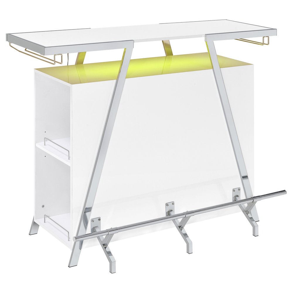 Araceli Freestanding LED Home Bar Cabinet White High Gloss. Picture 7