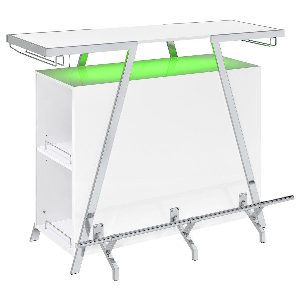 Araceli Freestanding LED Home Bar Cabinet White High Gloss. Picture 8