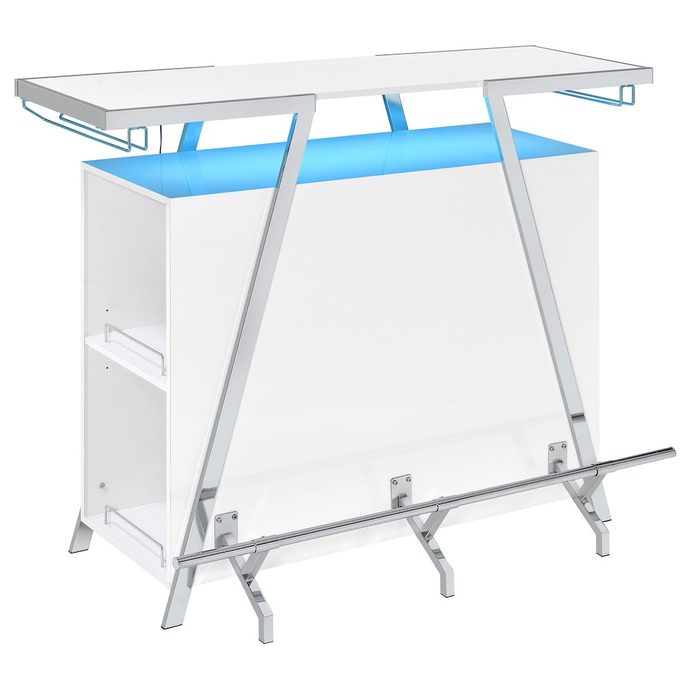 Araceli Freestanding LED Home Bar Cabinet White High Gloss. Picture 9