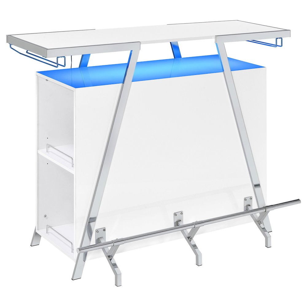 Araceli Freestanding LED Home Bar Cabinet White High Gloss. Picture 1
