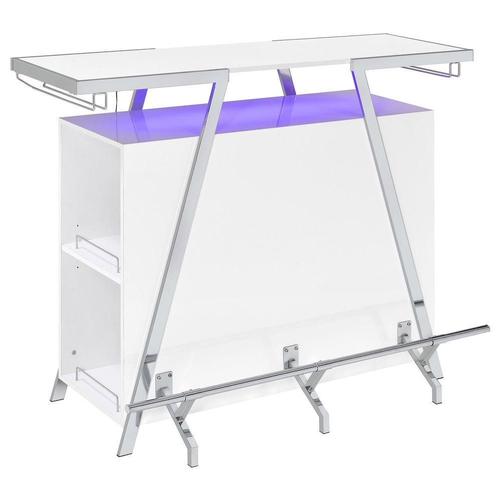 Araceli Freestanding LED Home Bar Cabinet White High Gloss. Picture 10