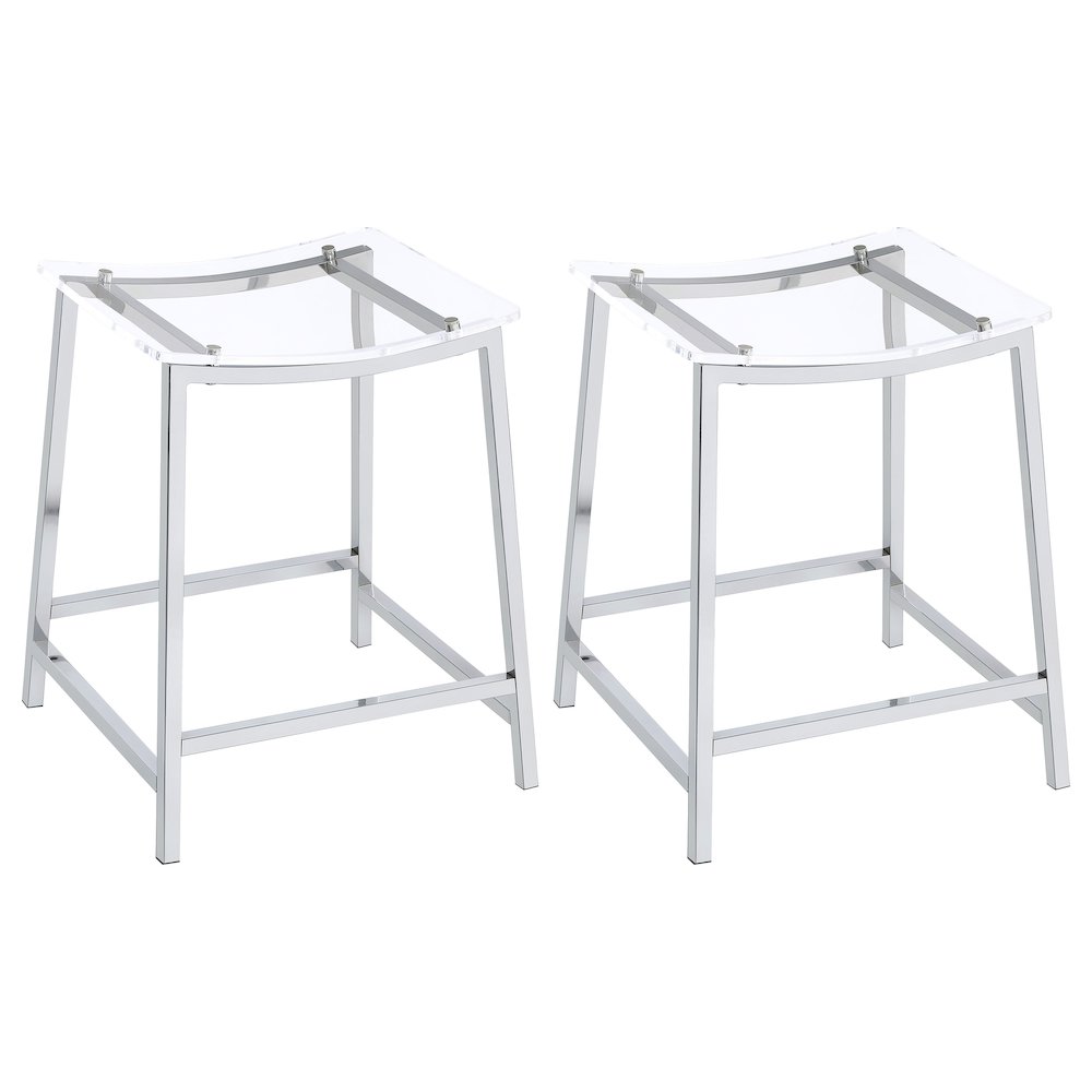Jovani Acrylic Backless Counter Stool Chrome (Set of 2). Picture 1