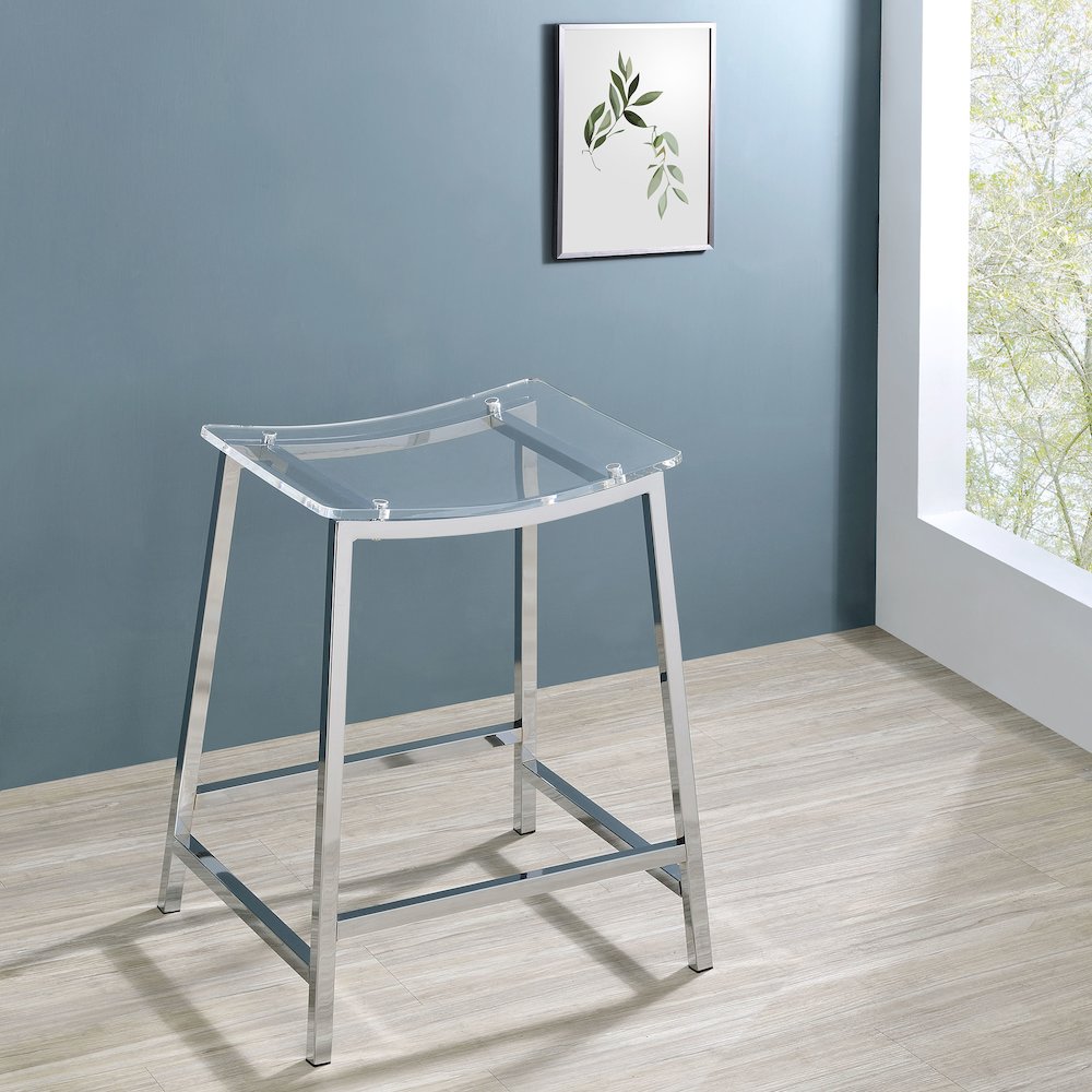 Jovani Acrylic Backless Counter Stool Chrome (Set of 2). Picture 7