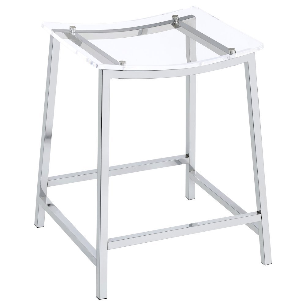 Jovani Acrylic Backless Counter Stool Chrome (Set of 2). Picture 3