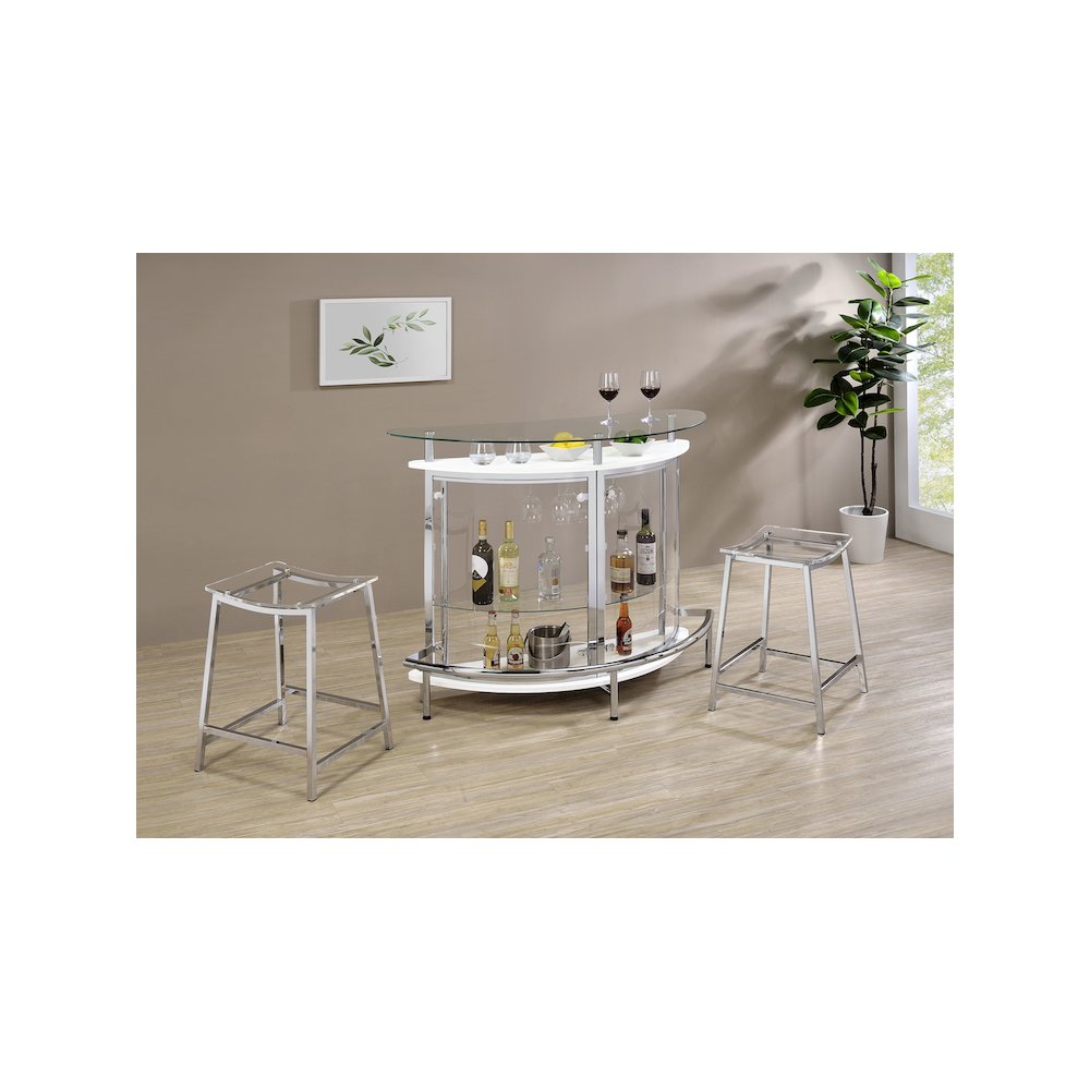 Jovani Acrylic Backless Counter Stool Chrome (Set of 2). Picture 9