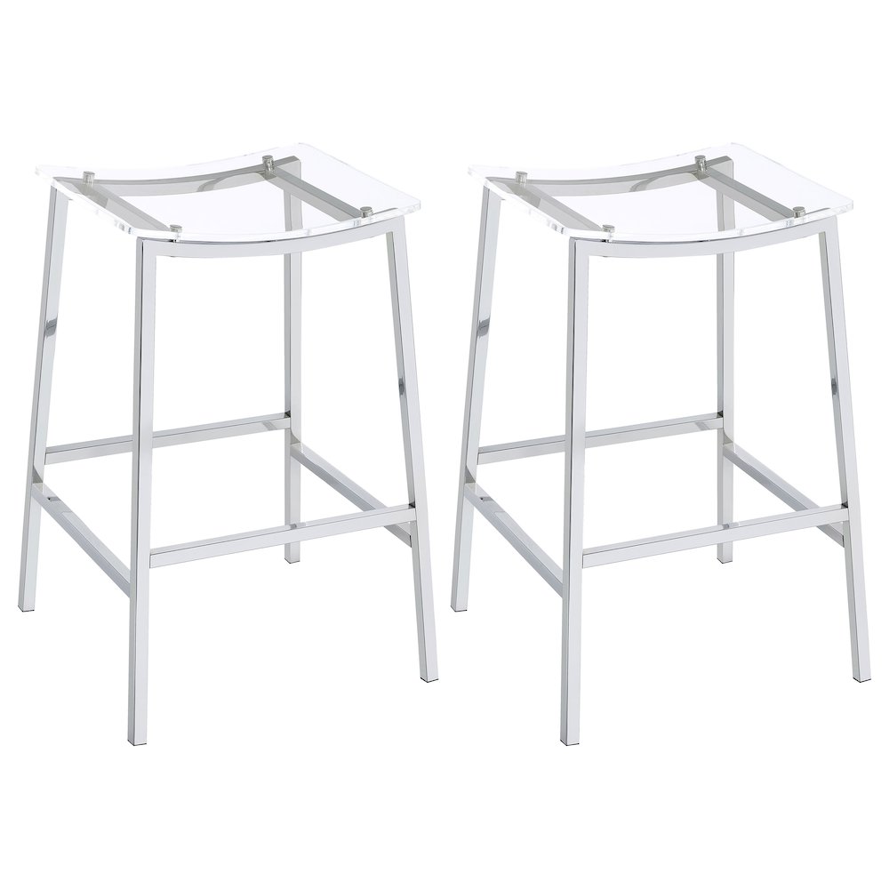 Jovani Acrylic Backless Bar Stool Chrome (Set of 2). Picture 1