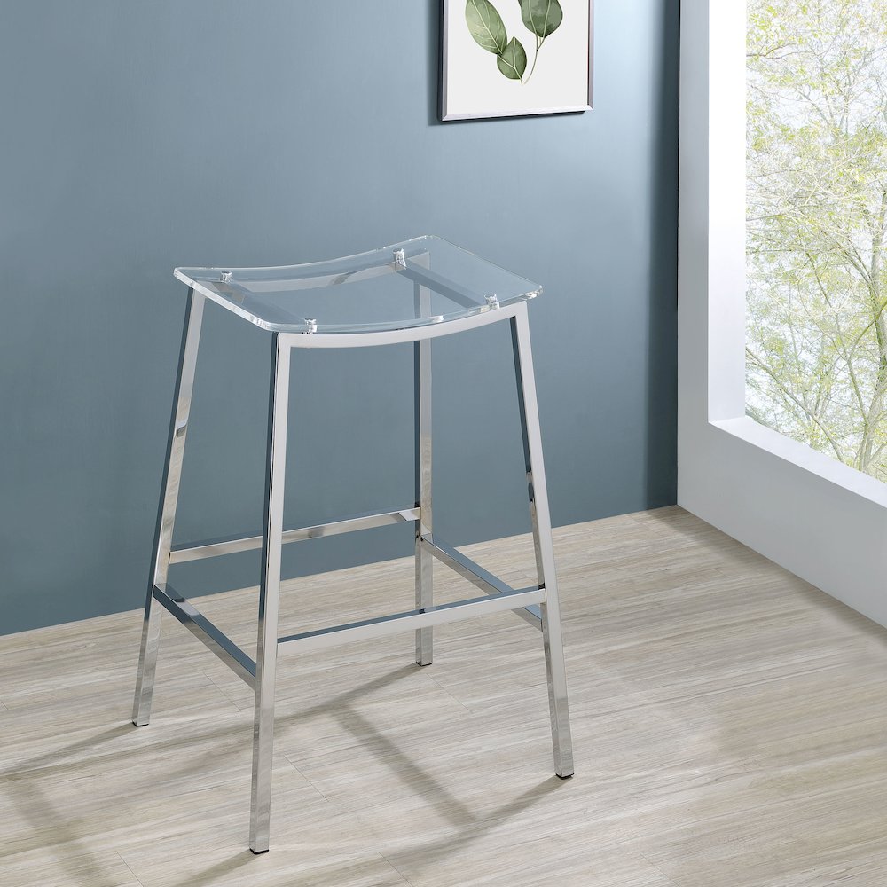 Jovani Acrylic Backless Bar Stool Chrome (Set of 2). Picture 7