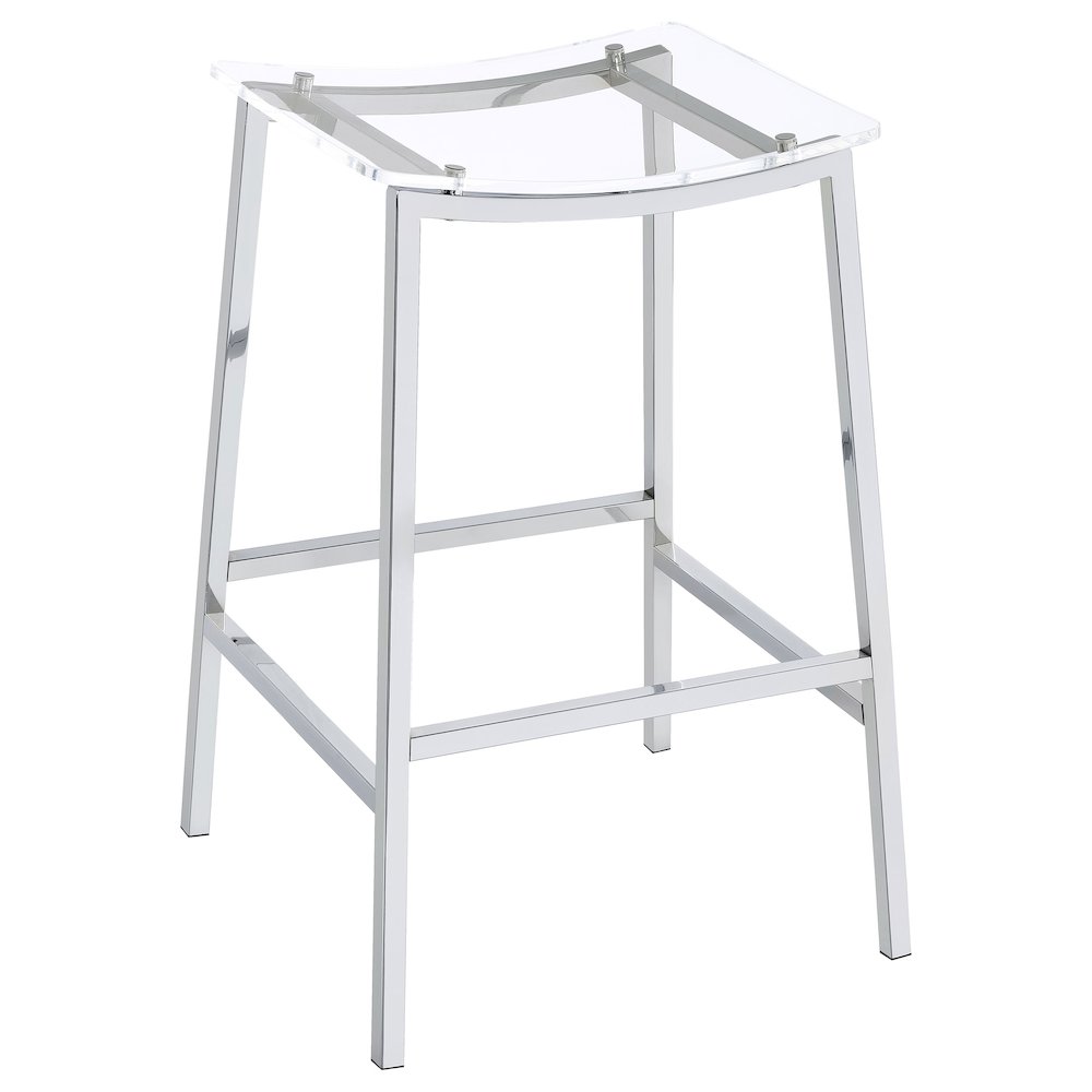 Jovani Acrylic Backless Bar Stool Chrome (Set of 2). Picture 3