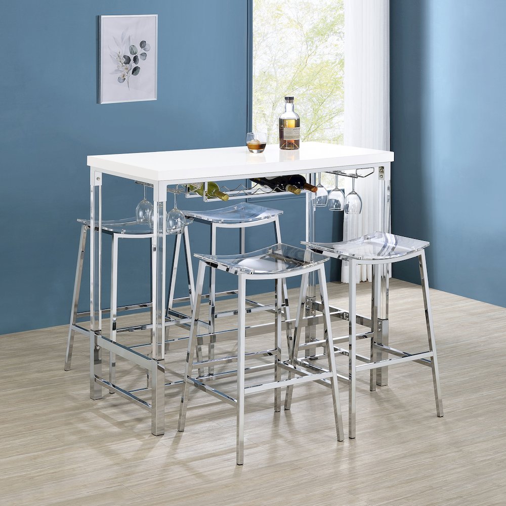 Jovani Acrylic Backless Bar Stool Chrome (Set of 2). Picture 10