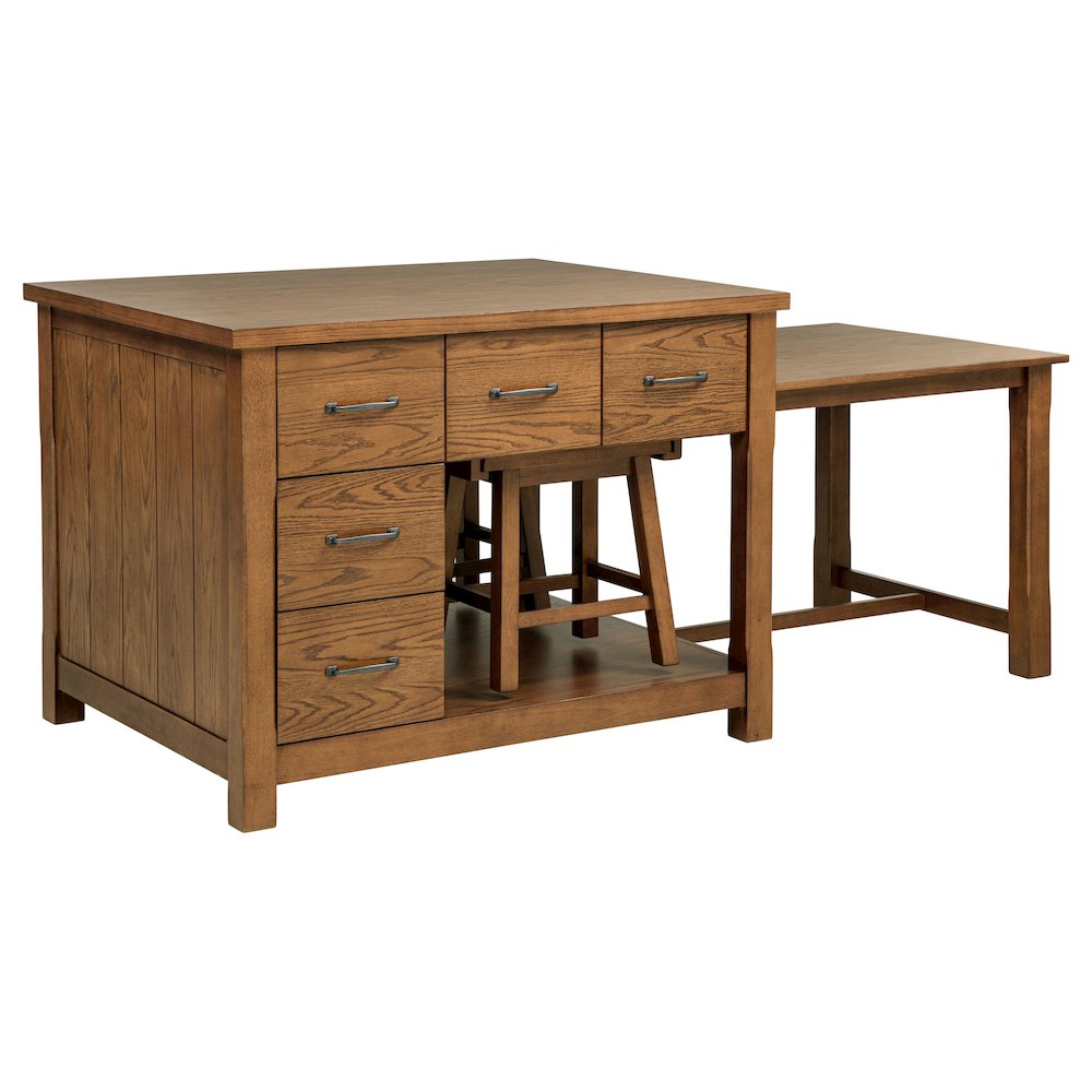Mayfair 3-piece Kitchen Island with Extension Table Dark Oak. Picture 3
