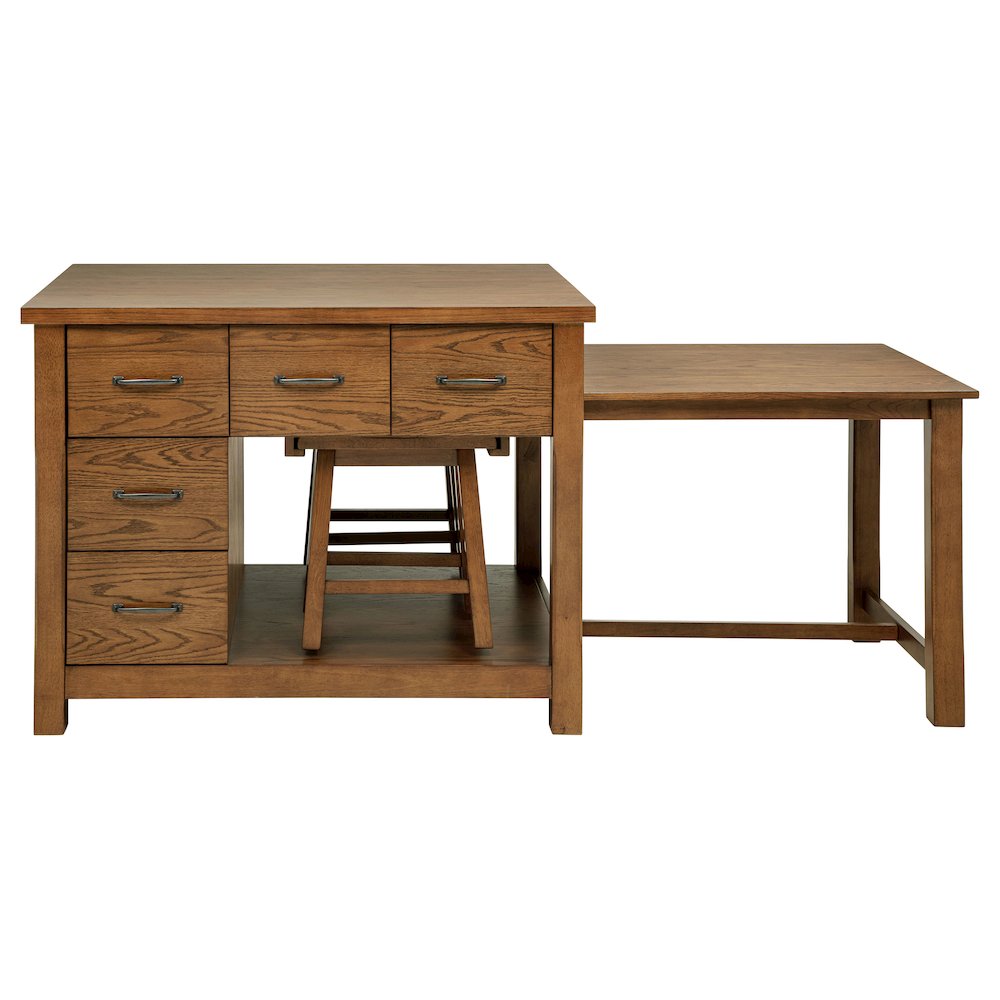 Mayfair 3-piece Kitchen Island with Extension Table Dark Oak. Picture 5