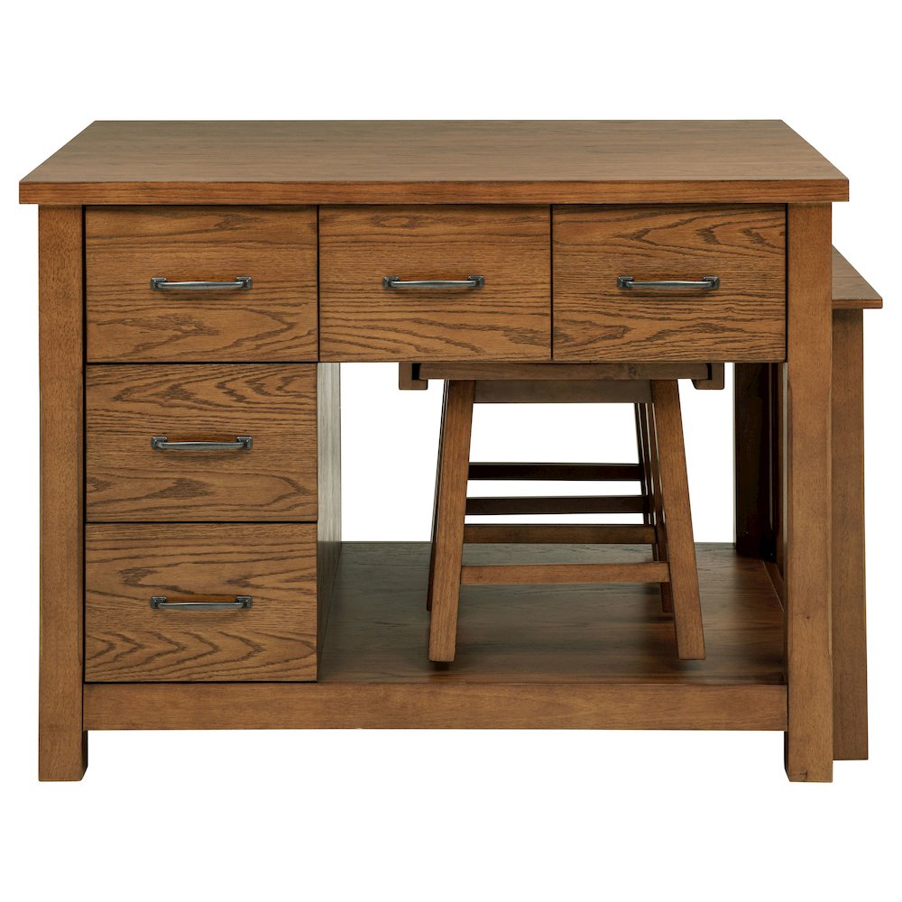 Mayfair 3-piece Kitchen Island with Extension Table Dark Oak. Picture 6