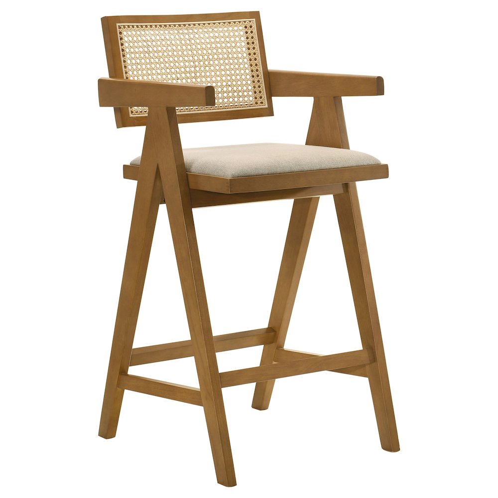 Kane Woven Rattan Wood Bar Chair Light Walnut (Set of 2). Picture 3