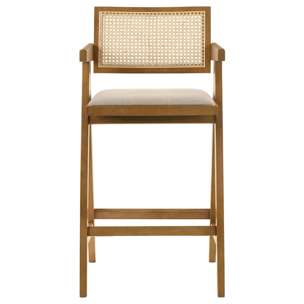 Kane Woven Rattan Wood Bar Chair Light Walnut (Set of 2). Picture 4