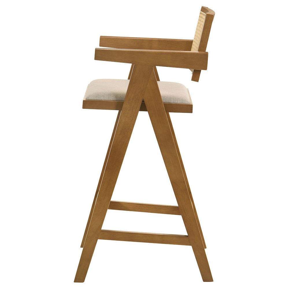 Kane Woven Rattan Wood Bar Chair Light Walnut (Set of 2). Picture 6