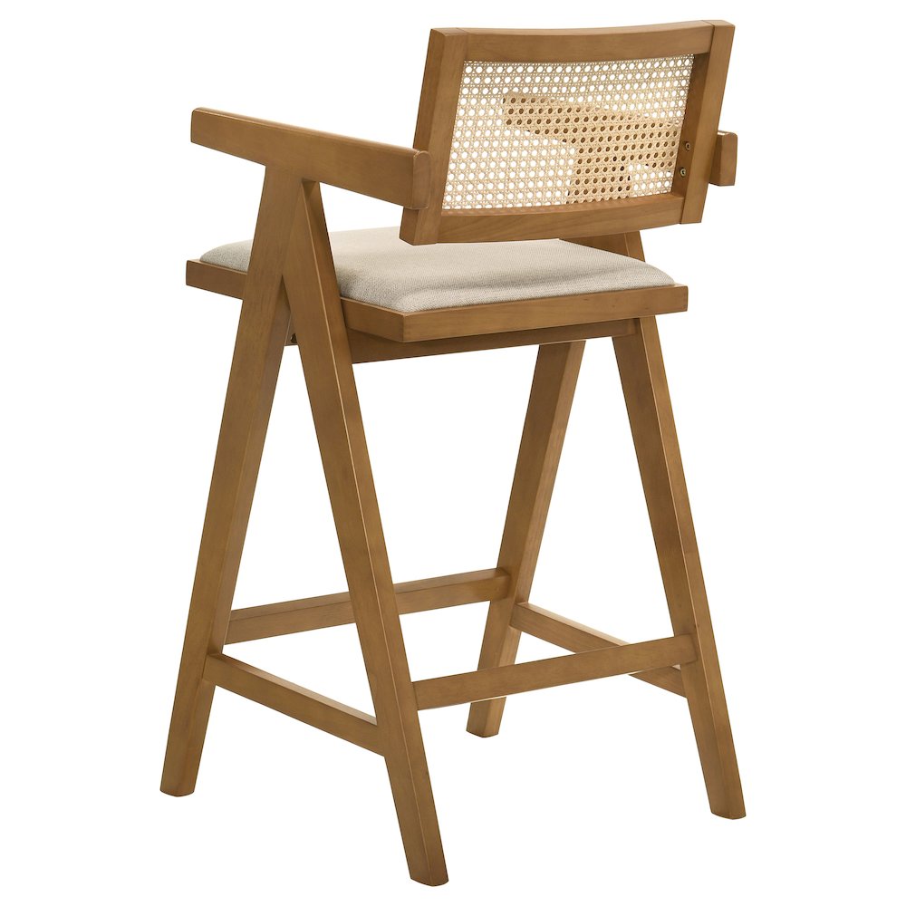 Kane Woven Rattan Wood Bar Chair Light Walnut (Set of 2). Picture 7