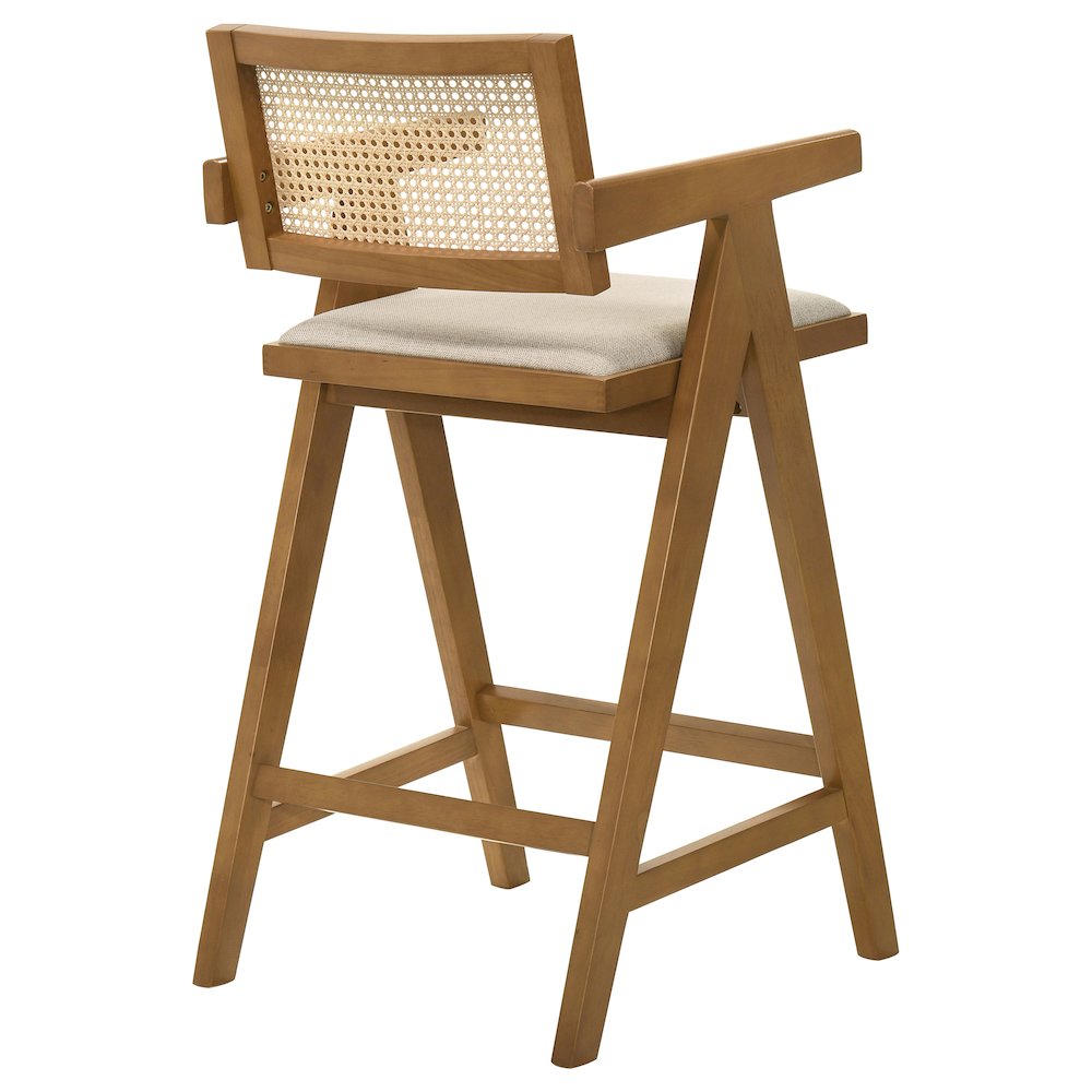Kane Woven Rattan Wood Bar Chair Light Walnut (Set of 2). Picture 8