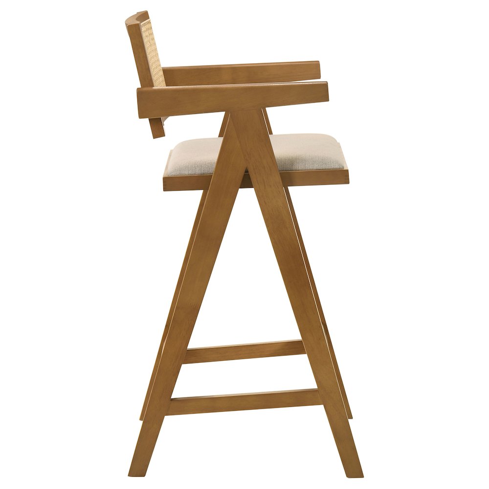 Kane Woven Rattan Wood Bar Chair Light Walnut (Set of 2). Picture 9