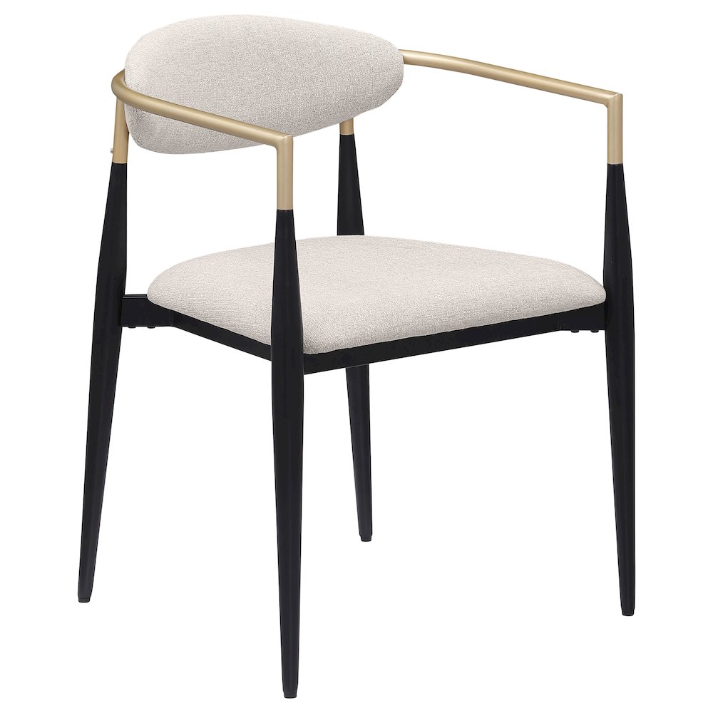 Alexis Fabric Upholstered Dining Arm Chair Beige (Set of 2). Picture 3