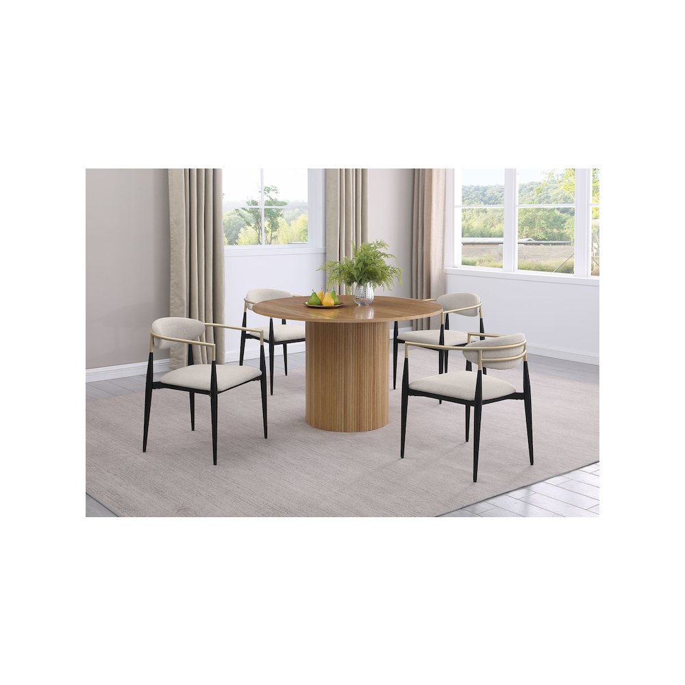 Alexis Fabric Upholstered Dining Arm Chair Beige (Set of 2). Picture 12