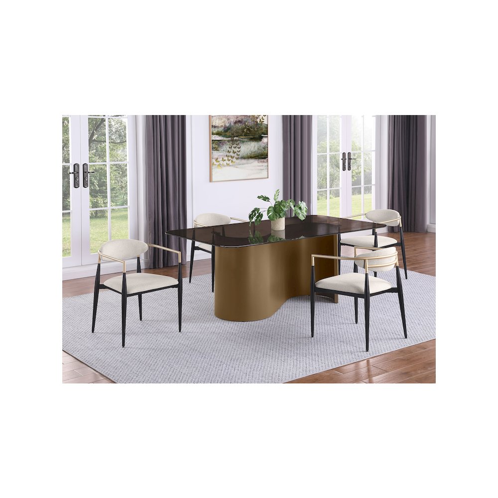 Alexis Fabric Upholstered Dining Arm Chair Beige (Set of 2). Picture 13