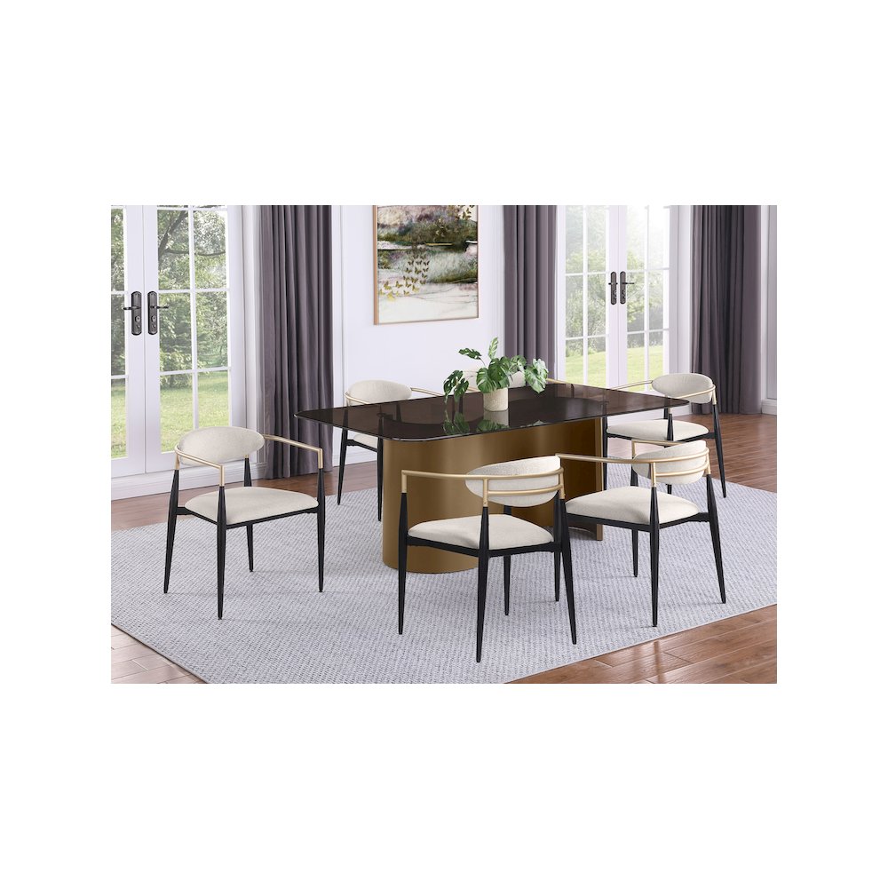 Alexis Fabric Upholstered Dining Arm Chair Beige (Set of 2). Picture 14