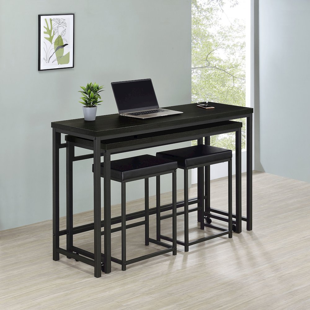 Hawes 4-piece Multipurpose Counter Height Table Set Black. Picture 14