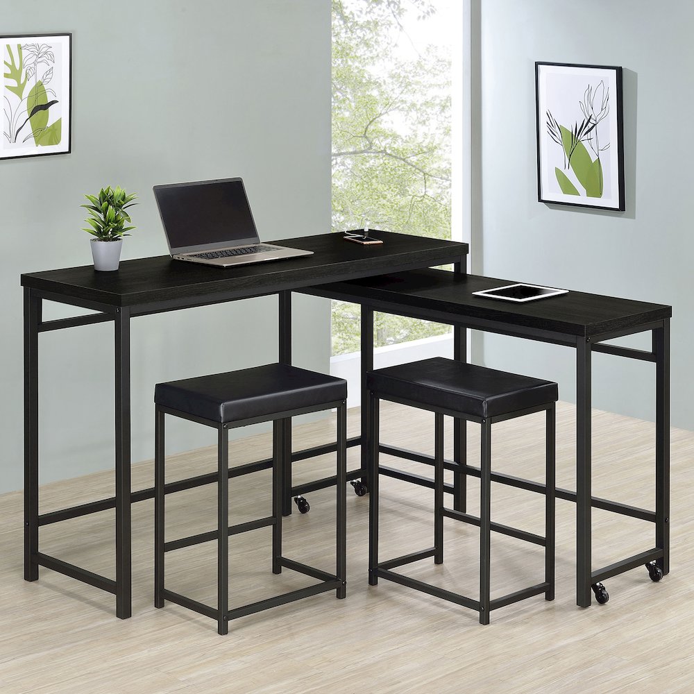 Hawes 4-piece Multipurpose Counter Height Table Set Black. Picture 15