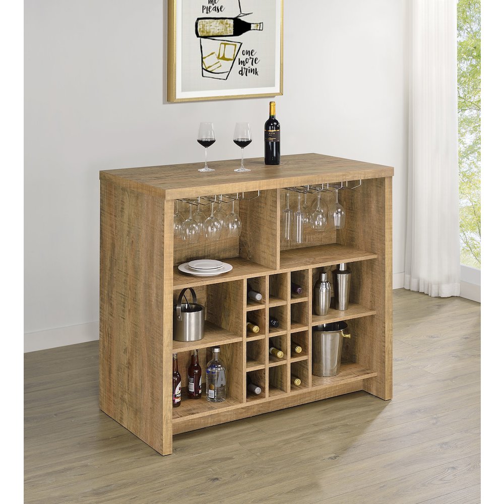 Topanga Engineered Wood Freestanding Home Bar Mango. Picture 2