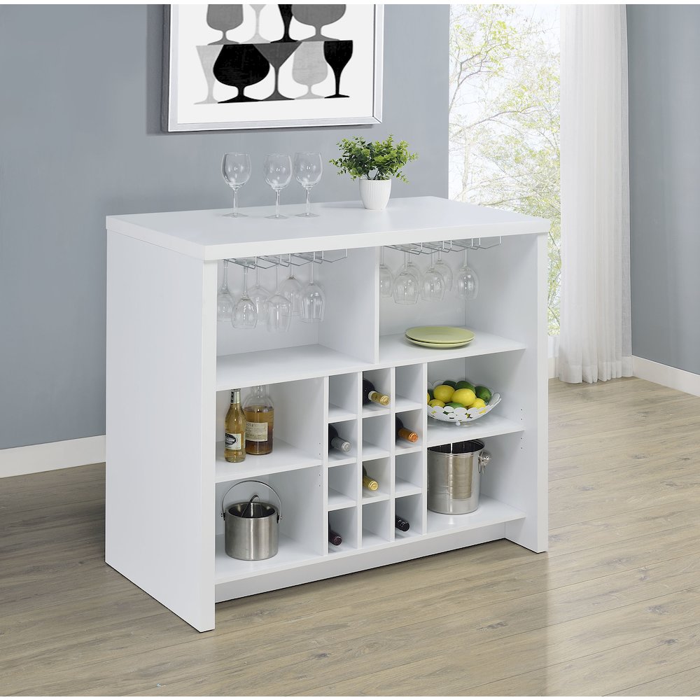 Topanga Engineered Wood Freestanding Home Bar White. Picture 2