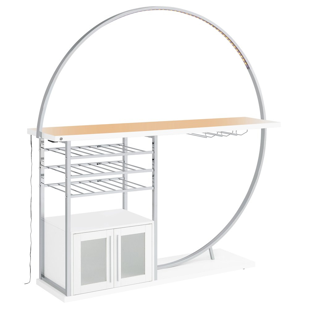 Risley 2-door Circular LED Home Bar Cabinet White High Gloss. Picture 4