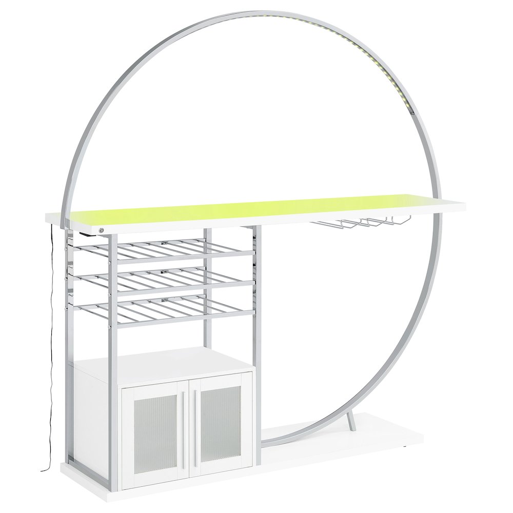 Risley 2-door Circular LED Home Bar Cabinet White High Gloss. Picture 6