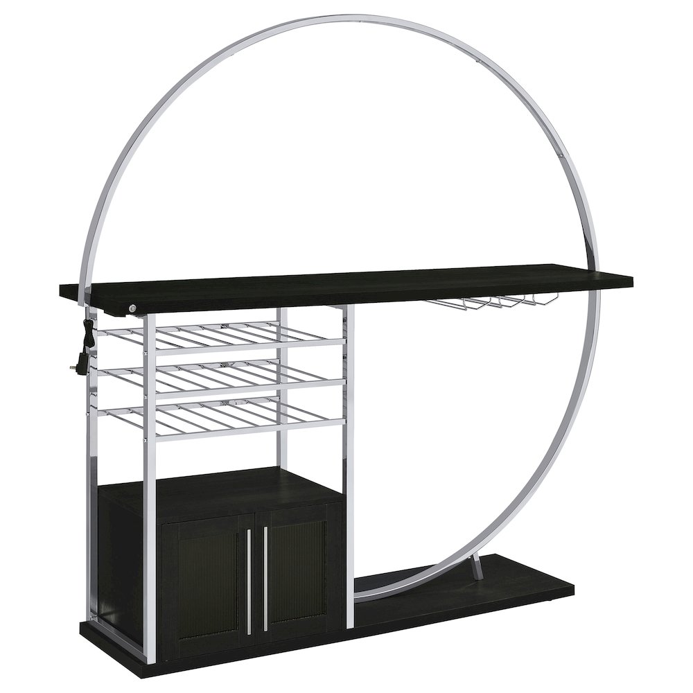 Risley 2-door Circular LED Home Bar Cabinet Dark Charcoal. Picture 1
