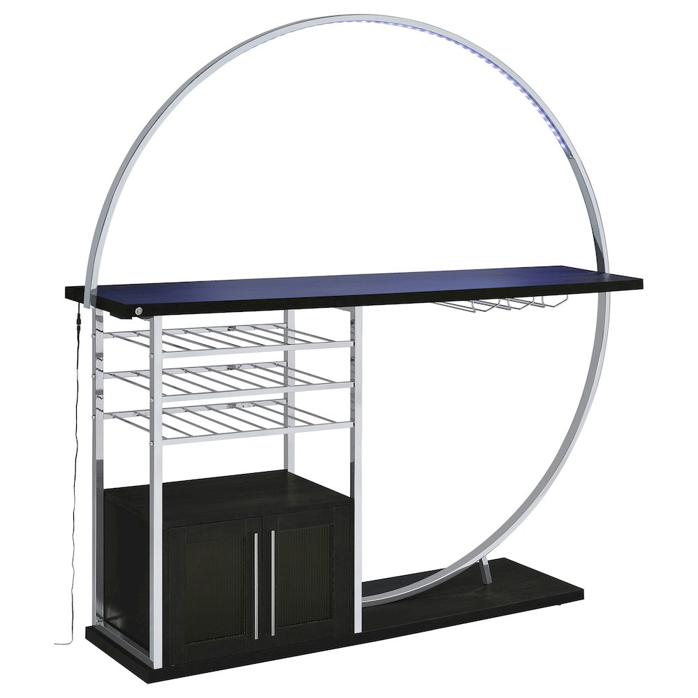 Risley 2-door Circular LED Home Bar Cabinet Dark Charcoal. Picture 3
