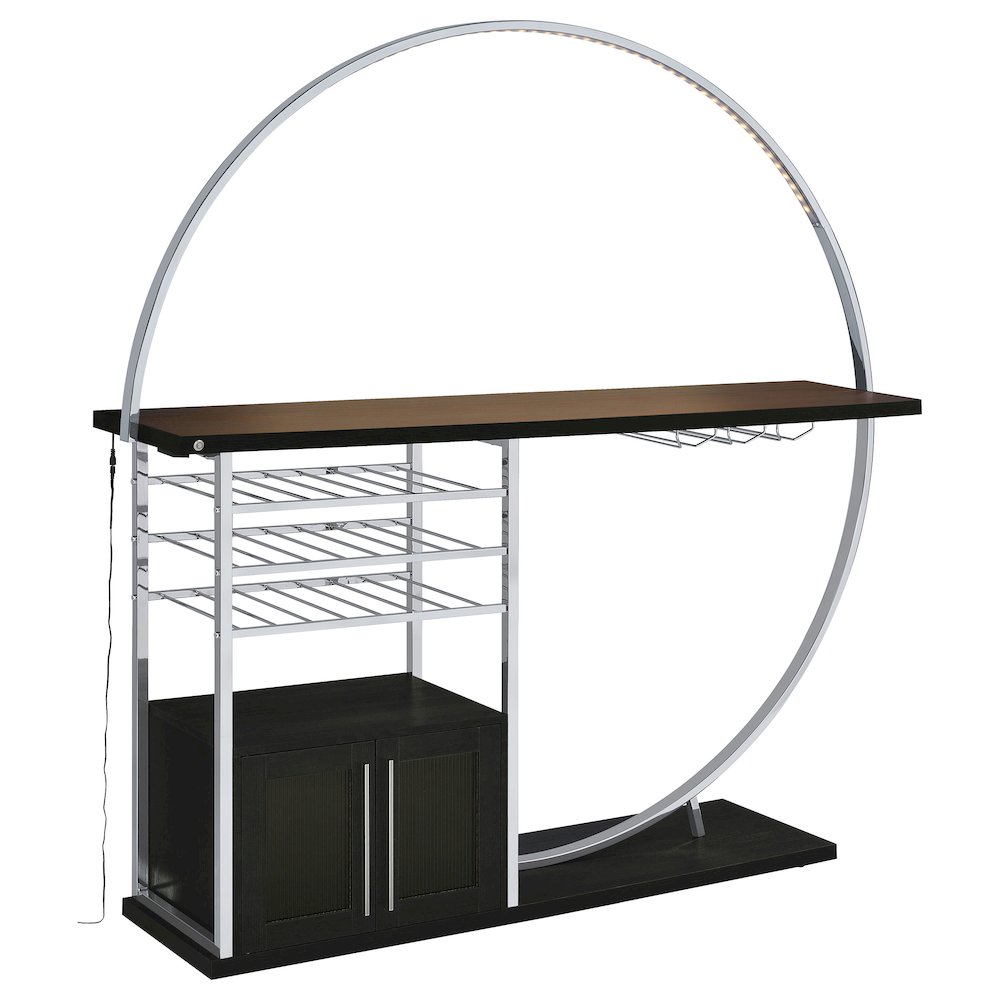 Risley 2-door Circular LED Home Bar Cabinet Dark Charcoal. Picture 4
