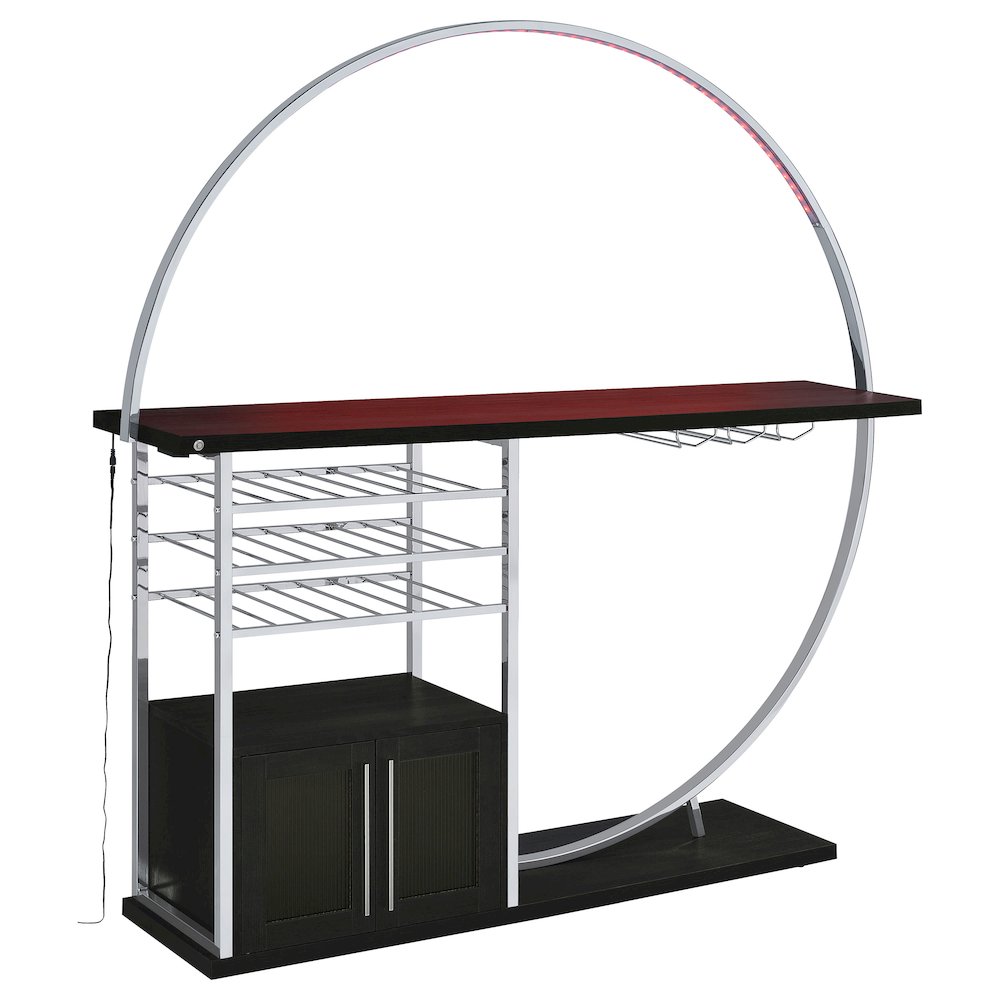 Risley 2-door Circular LED Home Bar Cabinet Dark Charcoal. Picture 5