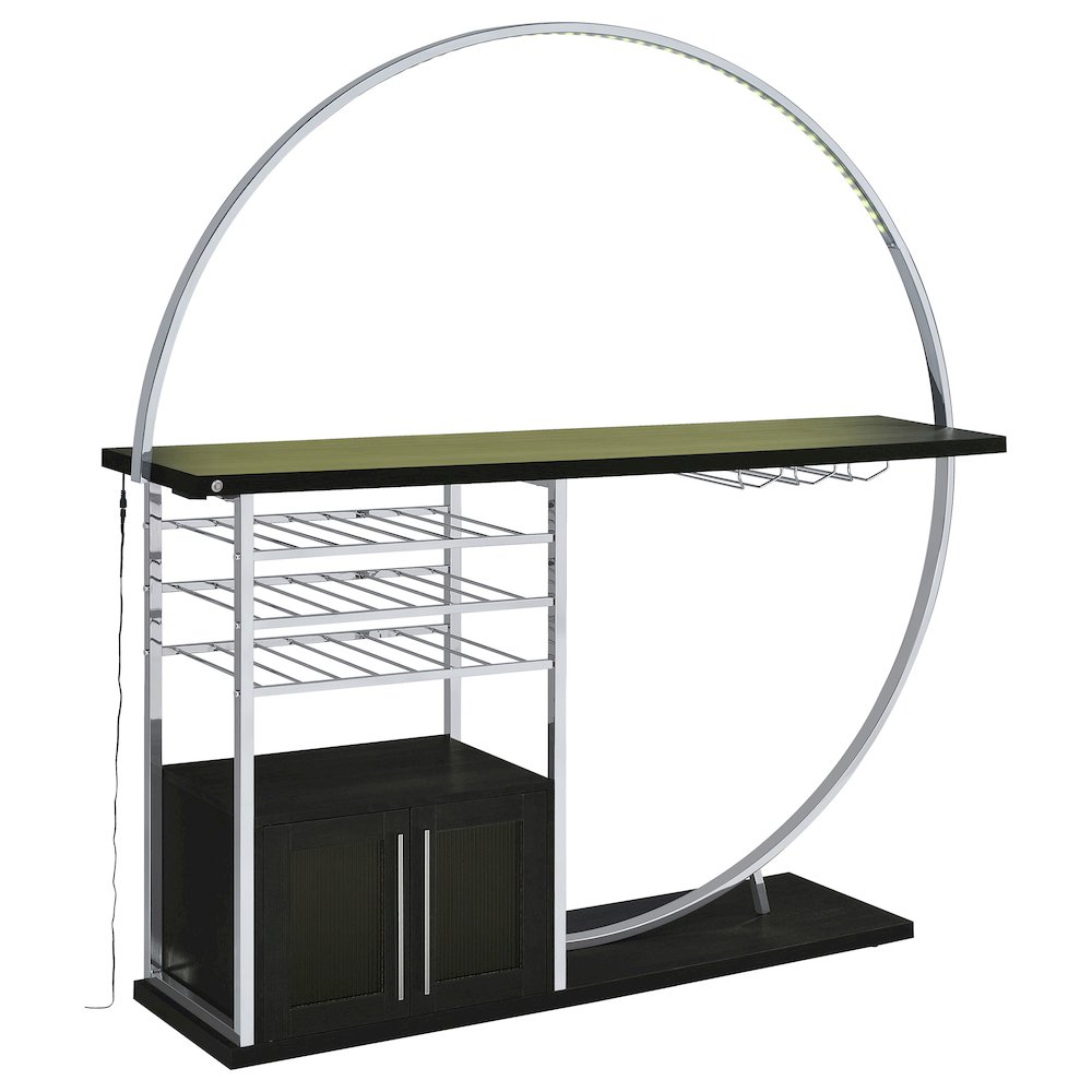 Risley 2-door Circular LED Home Bar Cabinet Dark Charcoal. Picture 6