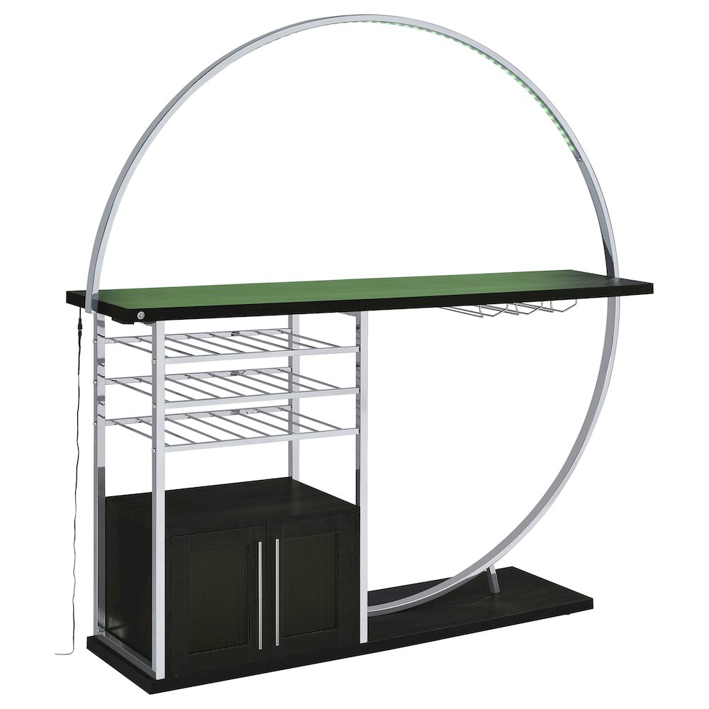 Risley 2-door Circular LED Home Bar Cabinet Dark Charcoal. Picture 7