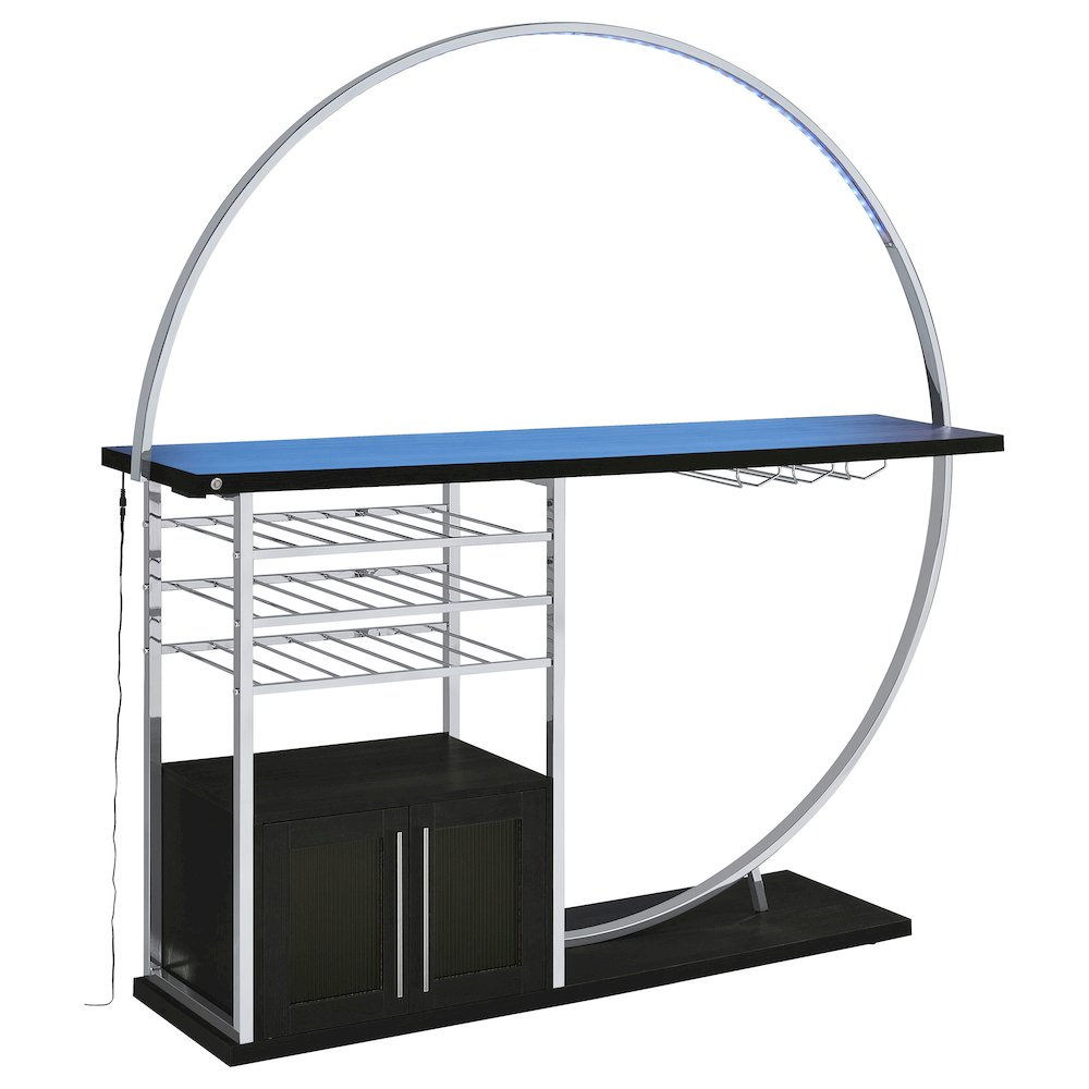 Risley 2-door Circular LED Home Bar Cabinet Dark Charcoal. Picture 8