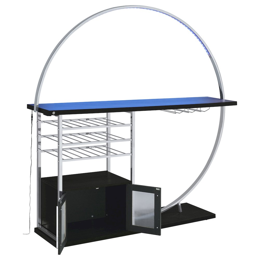 Risley 2-door Circular LED Home Bar Cabinet Dark Charcoal. Picture 10