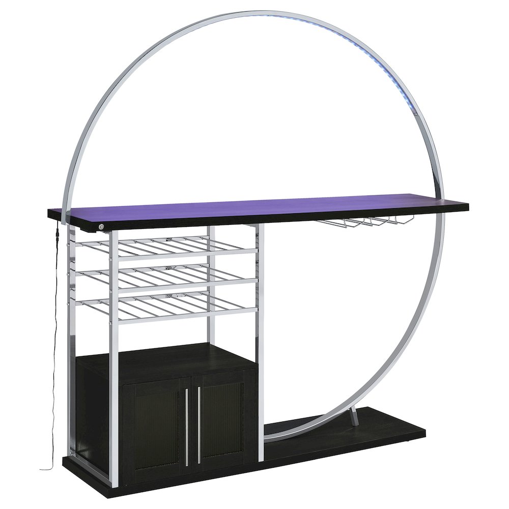 Risley 2-door Circular LED Home Bar Cabinet Dark Charcoal. Picture 11