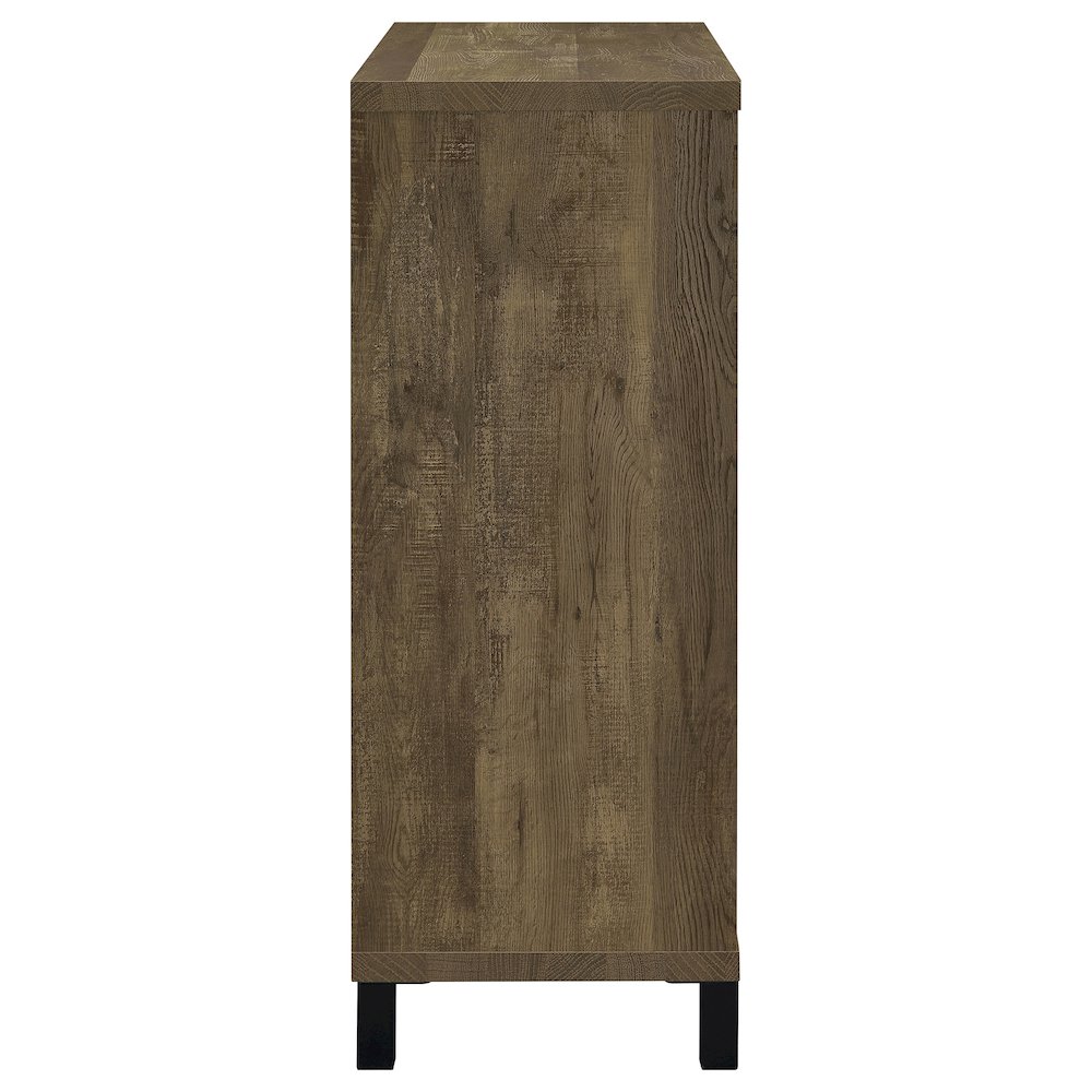 Arlington Sliding Door Home Bar Wine Cabinet Rustic Oak. Picture 6