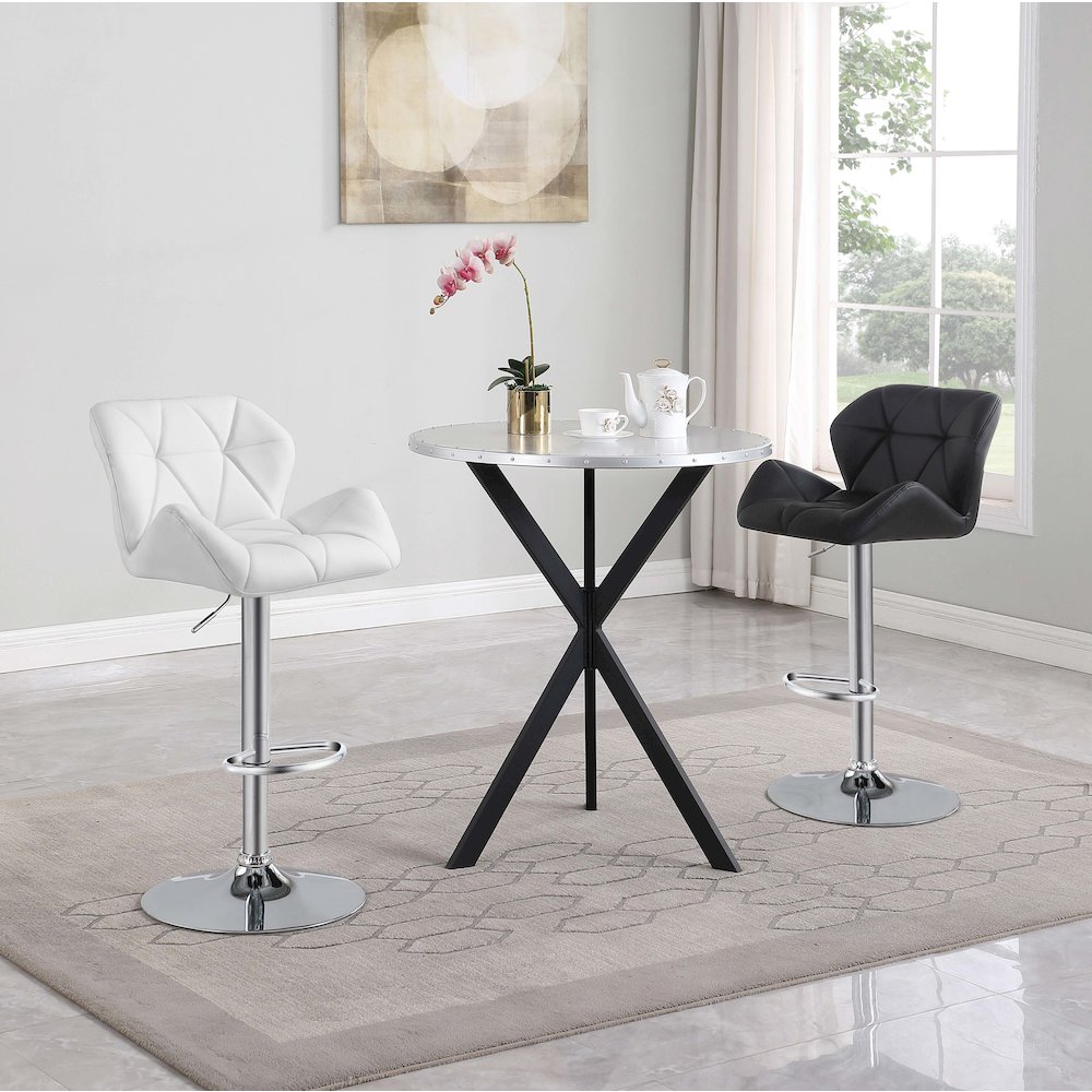 Kenzo Round 32-inch Galvanized Steel Bistro Bar Table Silver. Picture 4