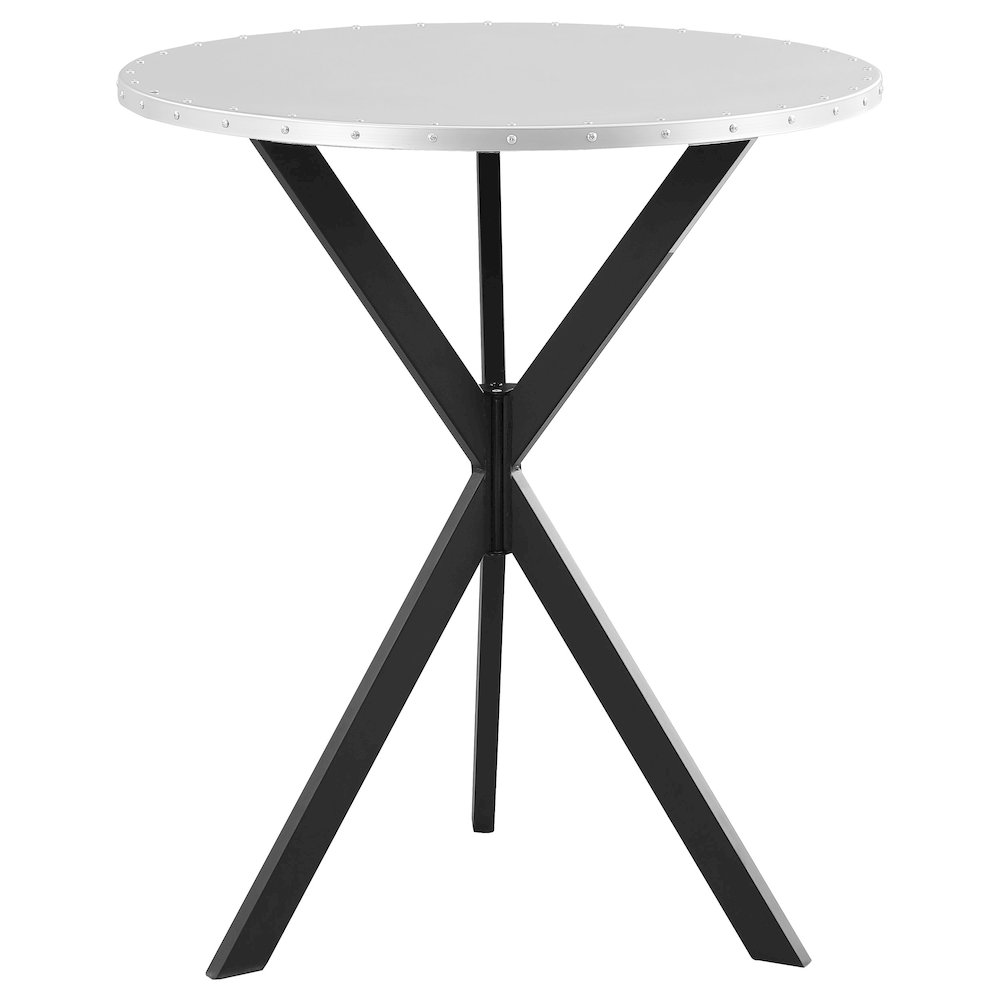 Kenzo Round 32-inch Galvanized Steel Bistro Bar Table Silver. Picture 2