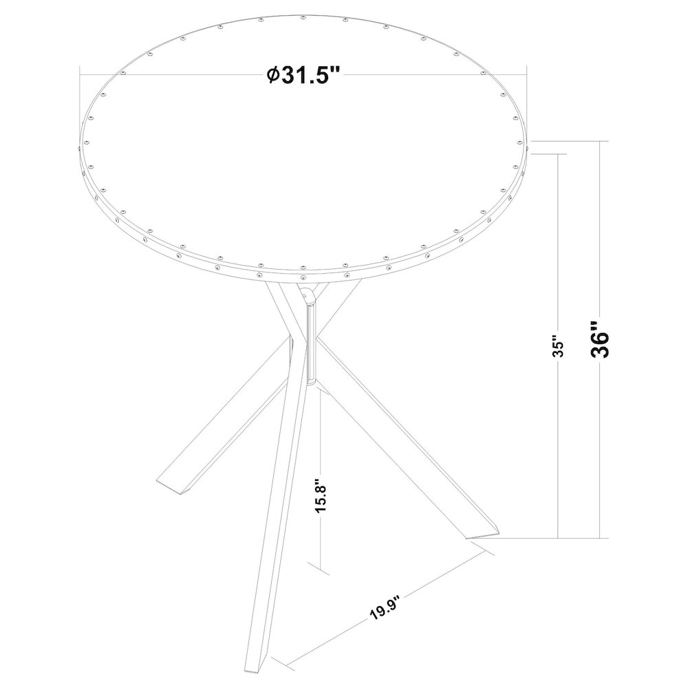 Kenzo Round 32-inch Galvanized Steel Bistro Bar Table Silver. Picture 6