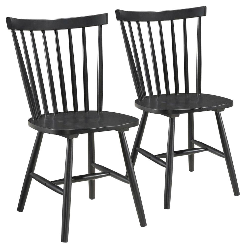 Windsor Wood Farmhouse Dining Side Chair, Black, Set of 2. Picture 1