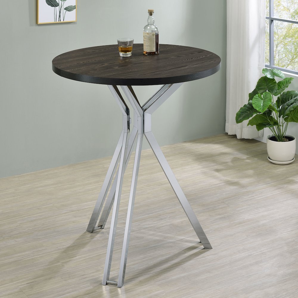 Edgerton Round 35-inch Pub Height Bistro Bar Table Dark Oak. Picture 6