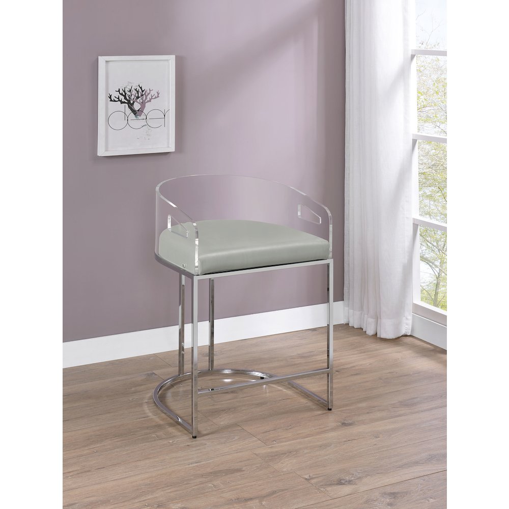 Thermosolis Clear Acrylic Counter Chair Chrome (Set of 2). Picture 11